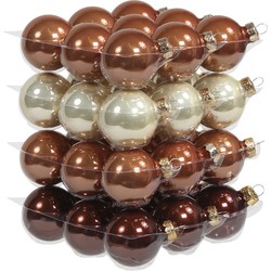 Othmar Decorations kerstballen - 36x st - bruin tinten - D4 cm - glas - Kerstbal