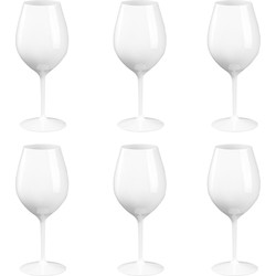 6x Witte of rode wijn glazen 51 cl/510 ml van onbreekbaar wit kunststof - Wijnglazen