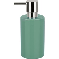 Spirella zeeppompje/dispenser Sienna - glans salie groen - porselein - 16 x 7 cm - 300 ml - Zeeppompjes