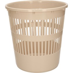 Plasticforte Afvalbak/vuilnisbak/kantoor prullenbak - plastic - beige - 28 cm - Prullenmanden