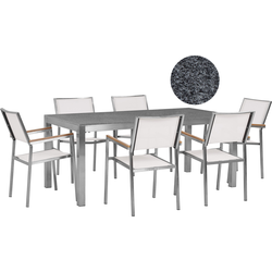 GROSSETO  - Tuinset met 6 stoelen - Wit/Grijs - Graniet