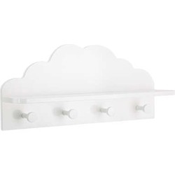 Atmosphera Kapstok kinderkamer - witte wolk - 4 haken en plank - MDF - 48 x 12 x 22 cm - Kapstokken