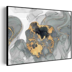 Muurwerken Akoestisch Schilderij - Abstract Marmer Look Grijs met Goud 03 - Geluidsdempend Wandpaneel - Wanddecoratie - Geluidsisolatie - PRO (AW 0.90) XXL (150x107)
