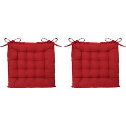 Atmosphera Stoelkussen - 6x - rood - katoen - 38 x 6 cm - zitkussen - tuinstoelkussens