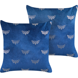 YUZURI - Sierkussen set van 2 - Marineblauw - 45 x 45 cm - Fluweel