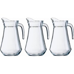 3x Sapkan/waterkan van glas 1000 ml - Schenkkannen