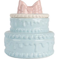 Clayre & Eef Voorraadpot Deksel Taart Ø 13x15 cm Blauw Roze Keramiek
