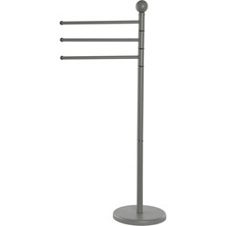 Items Handdoeken ophangrek - bamboe - 43x22x90 cm - donkergrijs - Handdoekrekken