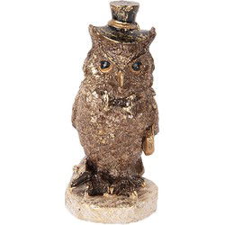 Clayre & Eef Decoratie Beeld Uil Bruin Kunststof