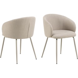 Eetkamerstoel - Beige - Stof - Zithoogte 49,5cm - Skive - Set van 2
