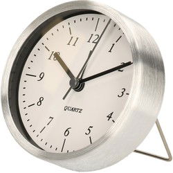 Gerimport Wekker/alarmklok analoog - zilver - aluminium - 9x2 cm - Wekkers