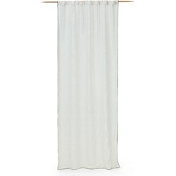 Kave Home - Adra gordijn in wit gestreept linnen en katoen met borduurwerk 140 x 270 cm
