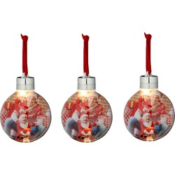 3x stuks DIY foto/fotolijst kunststof kerstballen transparant 8 cm met verlichting - Kerstbal