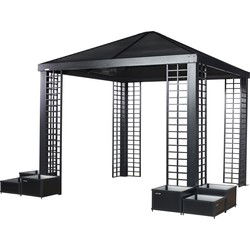Sojag Paviljoen Pergola Havana 300 cm - met Plantenbakken - Zwart