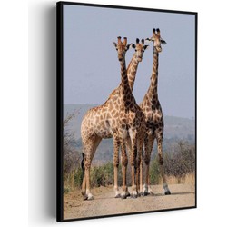 Muurwerken Akoestisch Schilderij - Drie Giraffen - Geluidsdempend Wandpaneel - Wanddecoratie - Geluidsisolatie - BASIC (AW 0.65) L (72X100)