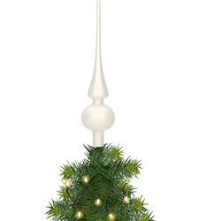 Glazen kerstboom piek/topper wit mat 26 cm - kerstboompieken