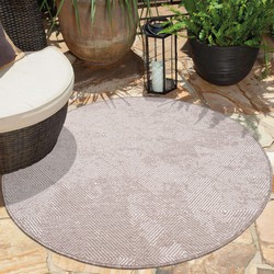 Tapijtenloods Duo Binnen en Buiten Vloerkleed Dubbelzijdig Outdoor Laagpolig Tapijt Beige- 160 CM ROND