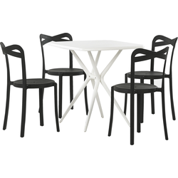 SERSALE/CAMOGLI  - Tuinset voor 4 - Wit/Zwart - Synthetisch materiaal
