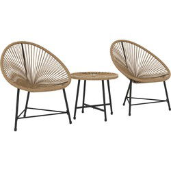 4goodz 3-delige Tuinmeubelset, Rattan Stoelen- Lichtbruin