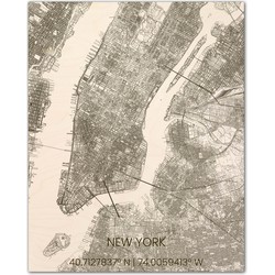Houten Citymap New York 100x80 cm 