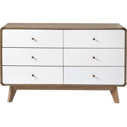 Commode 6 Laden Houtdecor en Wit - ALBURA