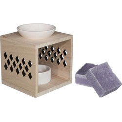 Ideas4seasons Amberblokjes/geurblokjes cadeauset - lavendel geur - inclusief geurbrander - Geurbranders