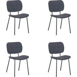 PoleWolf - Retro Chair - Corduroy Black - Set of 4