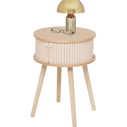 MISOU Nachtkastje - Met Lade - Rond - Modern - Hout - Slaapkamer - Bijzettafel - Neutraal - met Deuren - Beige - MDF