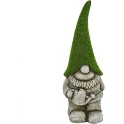 Gerimport Tuinkabouter beeldje - Dwarf Ukkie - Polystone - grasgroene muts - 48 cm - Tuinbeelden