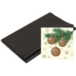 Kerst thema tafel set met luipaard print zwart - Feestservetten
