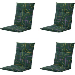 Madison -  Tuinstoelkussen Lage Rug Joah green - Ca. 105x50 cm - Set van 4