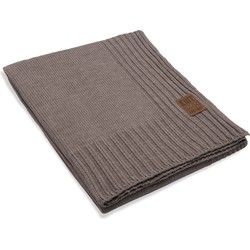 Knit Factory Uni Gebreid Plaid - Woondeken - Kleed - Taupe - 160x130 cm