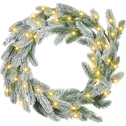 ALBINI - Krans met LED - Groen -  45 cm - Synthetisch
