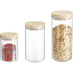 Set van 3x keuken voorraadbussen/potten glas 0.6-1.0-1.3 Liter inhoud - Voorraadpot