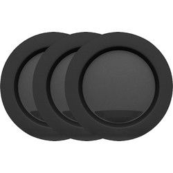 Juypal Bordenset - 12x - zwart - kunststof - D26 cm - herbruikbaar - BPA-vrij - Bordjes