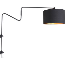 Moderne Wandlamp - Anne Light & Home - Metaal - Modern - E27 - L: 100cm - Voor Binnen - Woonkamer - Eetkamer - Zwart