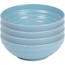 Plasticforte Kommetjes/schaaltjes - 4x - Dessert/ontbijt - Kunststof - D13 cm - ijsblauw - Kommetjes