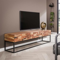 Hoyz - TV-meubel Mill - 180cm - Bruin - Acaciahout - 3 Lades