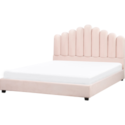 Beliani VINCENNES - Tweepersoonsbed-Roze-Fluweel