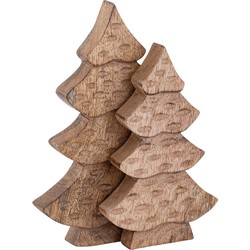 SVJ Decoratieve Boom - 3x16x23 cm - Mango Hout - Naturel - Set van 2