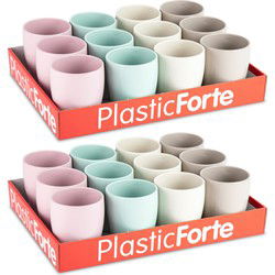 Plasticforte Bekers - 24x - kunststof - gekleurd - 300ml - onbreekbaar - Drinkbekers