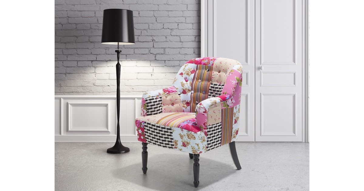 Fauteuil stof patchwork roze MANDAL