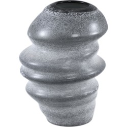 PTMD Orietta Grey matte glass vase wavy round S