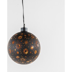 Anna Collection bal/kerstbal - glas - zwart- LED verlichting - D10 cm - kerstverlichting figuur