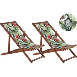 ANZIO  - Strandstoel set van 2 - Donkerhout/Toekan - Polyester