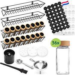 XIVADA Kruidenrek ophangbaar met 36 kruidenpotjes - 240 kruidenlabels