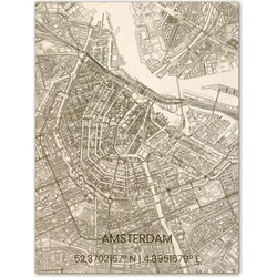 Houten Citymap Amsterdam 100x80 cm