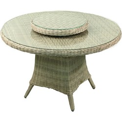 Tartano Tafel 120cm incl. Lazy Susan Off White Wicker HM15 (LZ apart verpakt)