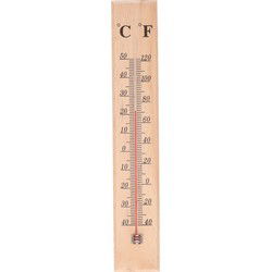Thermometer - voor binnen en buiten - hout - 40 x 7 cm - Celsius/Fahrenheit - Buitenthermometers