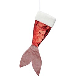 1x Kerstsok zeemeerminnen vin/staart pailletten 45 cm - Kerstsokken